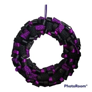 Goth, Halloween Purple and Black Ribbon Wreath